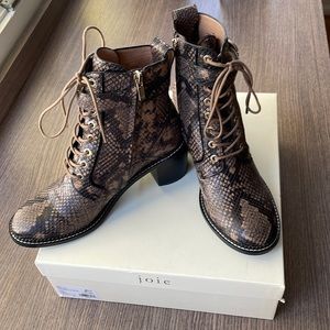 Joie snakeskin print leather combat boots, Size 39/9
